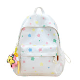 Lightweight Colorful Star Print Backpack for Teen Girls Cute Water-Resistant Schoolbag for Junior High and College Students