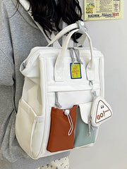 Chic Color-Block Laptop Backpack Lightweight Aesthetic School Bag for High School & College Multi-Functional Travel Daypack Versatile Large-Capacity Diaper Bag for Moms