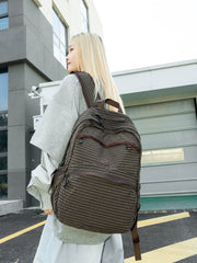 Retro Plaid Large Capacity Backpack Classic Checked Canvas Laptop Bag Vintage Commuter Travel Rucksack for Women Aesthetic College Schoolbag for Weekend Trips
