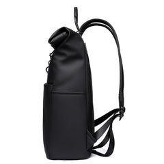 Modern Urban Roll-Top Backpack 15.6" Laptop Professional Commuter Bag Water-Resistant Trendy "Rolled Edge" Travel Daypack Sleek Casual Work Rucksack for Men