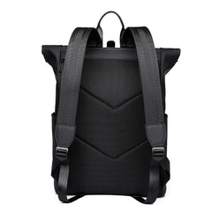 Modern Urban Roll-Top Backpack 15.6" Laptop Professional Commuter Bag Water-Resistant Trendy "Rolled Edge" Travel Daypack Sleek Casual Work Rucksack for Men