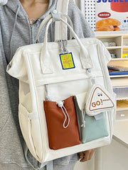 Chic Color-Block Laptop Backpack Lightweight Aesthetic School Bag for High School & College Multi-Functional Travel Daypack Versatile Large-Capacity Diaper Bag for Moms