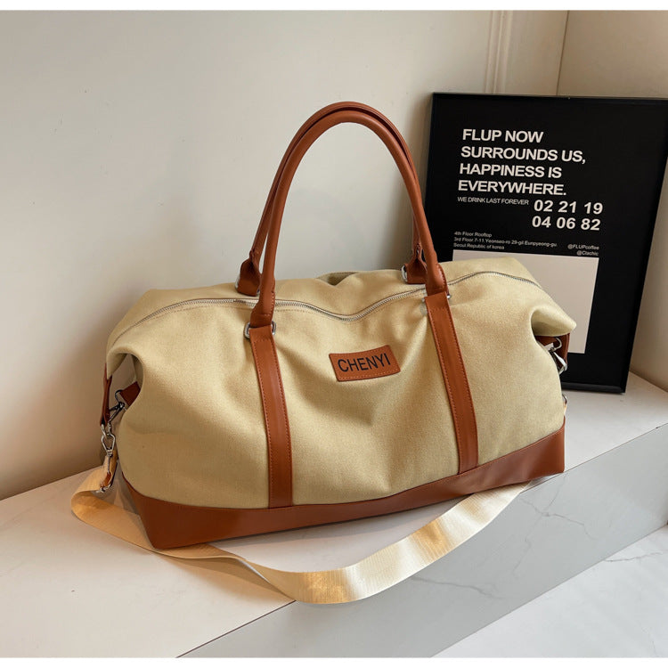 American Retro Large-Capacity Travel Duffel Vintage Style Sports & Swimming Bag with Wet/Dry Separation Durable Canvas-Look Weekend Bag Trendy Fitness & Short-Trip Tote