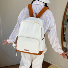 Minimalist Solid Color School Backpack Aesthetic Lightweight Travel Daypack for Teen Girls Large Capacity Student Bookbag