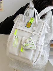 Chic Color-Block Laptop Backpack Lightweight Aesthetic School Bag for High School & College Multi-Functional Travel Daypack Versatile Large-Capacity Diaper Bag for Moms