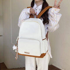 Minimalist Solid Color School Backpack Aesthetic Lightweight Travel Daypack for Teen Girls Large Capacity Student Bookbag