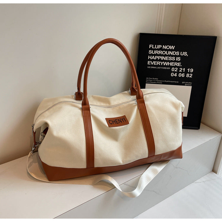 American Retro Large-Capacity Travel Duffel Vintage Style Sports & Swimming Bag with Wet/Dry Separation Durable Canvas-Look Weekend Bag Trendy Fitness & Short-Trip Tote