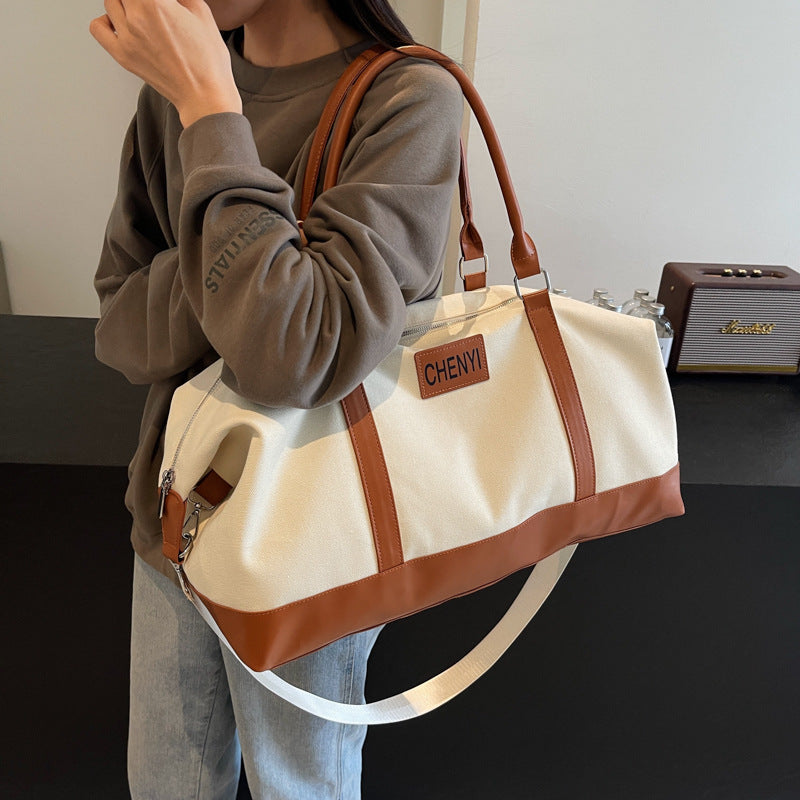 American Retro Large-Capacity Travel Duffel Vintage Style Sports & Swimming Bag with Wet/Dry Separation Durable Canvas-Look Weekend Bag Trendy Fitness & Short-Trip Tote